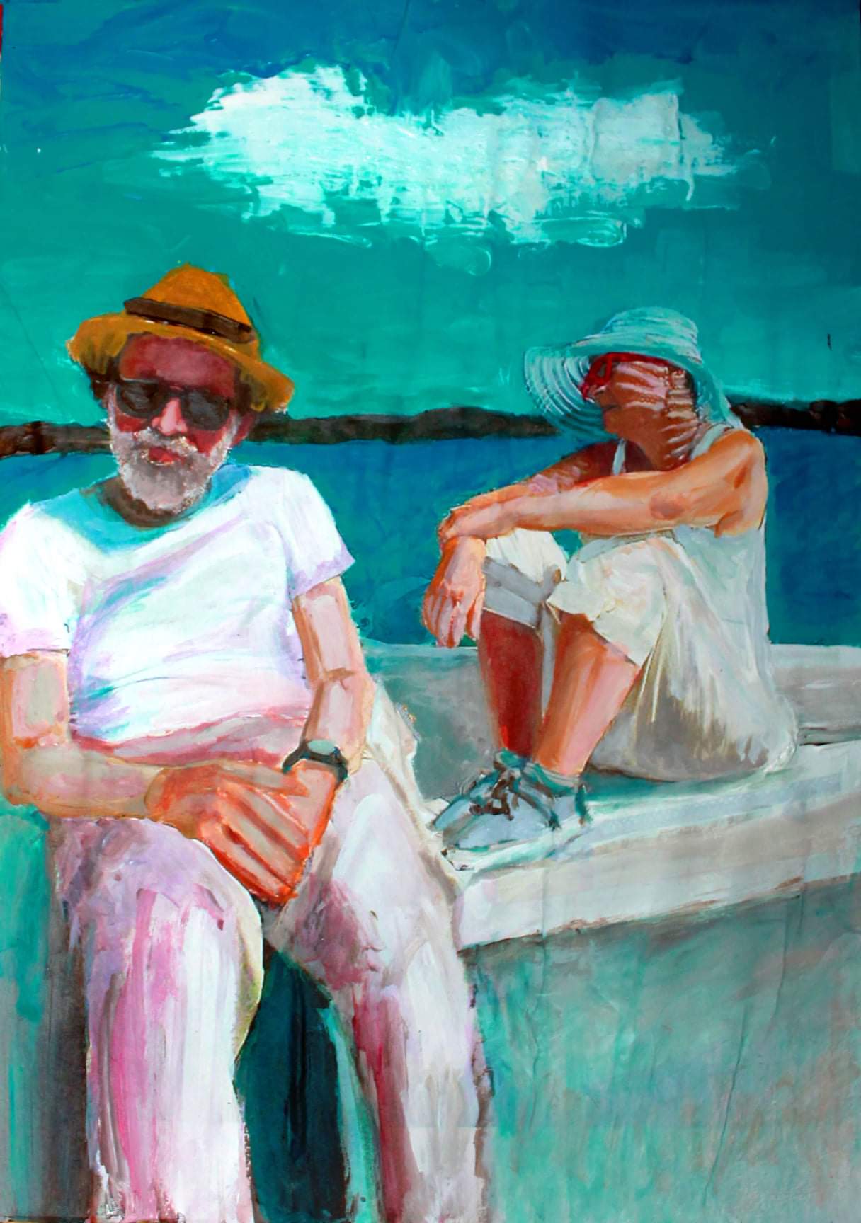 Paolo Lagazzi e Daniela Tomerini in Vacanza. — Acrylic and gouache on paper, 2020. Eugenio Dallari